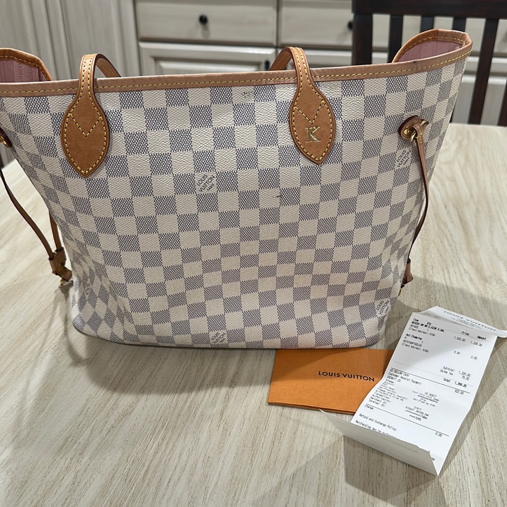 Louis Vuitton NeverFull MM Tote Bag/Letter K engraved